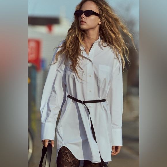 White Oversized Shirt Dress - Picture 6 of 9